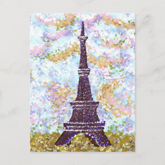 エッフェルタワーPointillismランドスケープ葉書 ポストカード (正面)