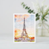 エッフェルパリフランストラベルプレイスウォーターカラー ポストカード (スタンド正面)