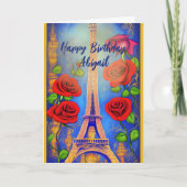 エッフェルパーソナライズされたタワーナイトインパリ誕生日 カード (正面)