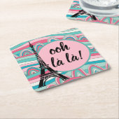 エッフェルフランスのタワーOoh la!/モノグラム スクエアペーパーコースター (アングル)