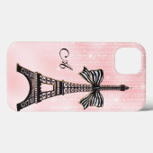エッフェルモノグラムのタワーピンクアンドブラックパリ Case-Mate iPhoneケース (裏面 (横))