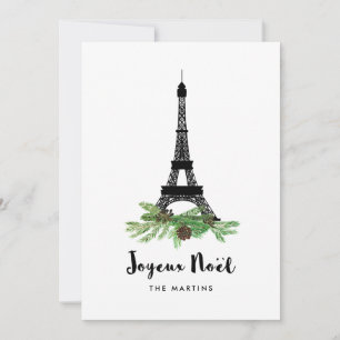 エッフェル塔およびマツJoyeux Noel の写真の背部 シーズンカード