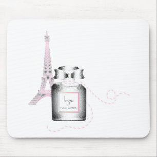 エッフェル塔およびロープが付いているParfumのボトル マウスパッド