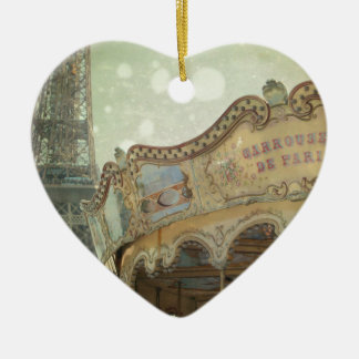 エッフェル塔が付いているパリのヴィンテージの回転木馬 セラミックオーナメント