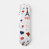 エッフェル塔が付いているパリパターン スケートボード (正面)