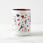 エッフェル塔が付いているパリパターン ツートーンマグカップ (中央)