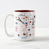 エッフェル塔が付いているパリパターン ツートーンマグカップ (左)