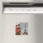 エッフェル塔でのヴィンテージ観光客、パリのバケーション マグネット (インサイチュ (食洗機))