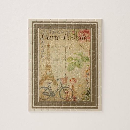 エッフェル塔とのパリのヴィンテージ ジグソーパズル (縦)