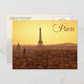 エッフェル塔とのパリの日没 ポストカード (正面/裏面)