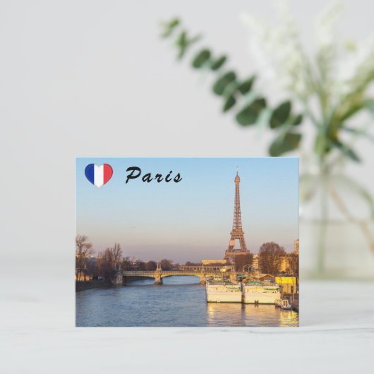 エッフェル塔とポン ルエルでの夕焼け - パリ ポストカード (スタンド正面)