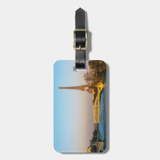 エッフェル塔とポン・ルエルでの夕焼け - パリ ラゲッジタグ (正面縦)