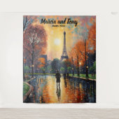 エッフェル塔と美しいパリの街並み背景 タペストリー (正面)