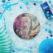 エッフェル塔とPArisのロマンチックなイメージ ペーパープレート (パーティー)