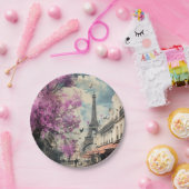 エッフェル塔とPArisのロマンチックなイメージ ペーパープレート (パーティー)