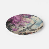 エッフェル塔とPArisのロマンチックなイメージ ペーパープレート (アングル)