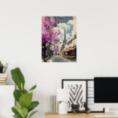 エッフェル塔とPArisのロマンチックなイメージ ポスター (ホームオフィス)