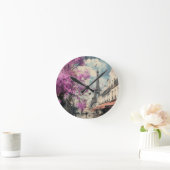 エッフェル塔とPArisのロマンチックなイメージ ラウンド壁時計 (ホーム)