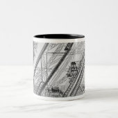 エッフェル塔のオーティスのエレベーター ツートーンマグカップ (中央)