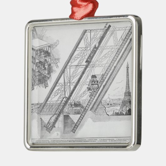 エッフェル塔のオーティスのエレベーター メタルオーナメント (左)