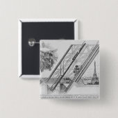 エッフェル塔のオーティスのエレベーター 缶バッジ (正面&裏面)