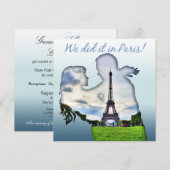 エッフェル塔のカップル パリでの結婚式の披露宴 招待状 (正面/裏面)