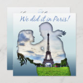 エッフェル塔のカップル パリの結婚式の披露宴 招待状 (正面/裏面)
