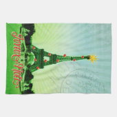 エッフェル塔のクリスマスコラージュ キッチンタオル (横)