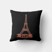 エッフェル塔のパリのトレンディーのガーリーなばら色の金ゴールドのグリッター クッション (裏面)