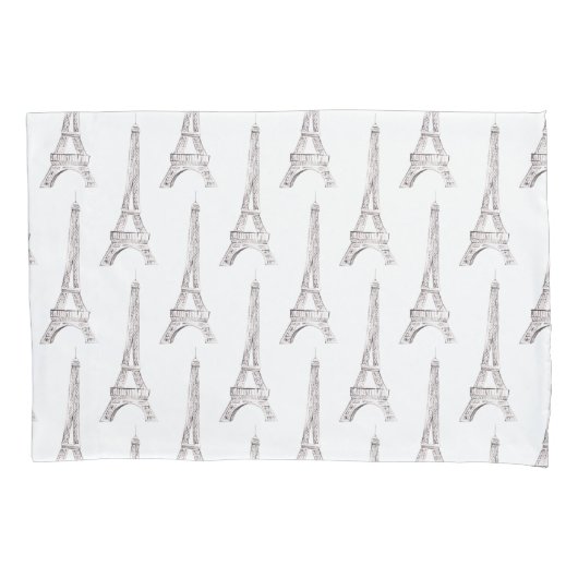 エッフェル塔のパリのフランスのな水彩画の落書きの枕 枕カバー (正面)