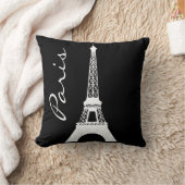 エッフェル塔のパリの白黒装飾用クッション クッション (ブランケット)