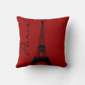 エッフェル塔のパリの赤の装飾用クッション クッション (裏面)