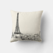 エッフェル塔のパリの都市景観は装飾用クッションをスケッチします クッション (裏面)
