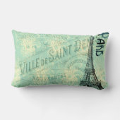 エッフェル塔のパリ青の郵便はがきのヴィンテージの枕 ランバークッション (裏面)