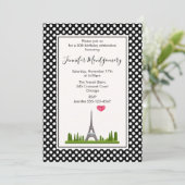 エッフェル塔のパリ ハート 誕生日パーティー 招待状 (スタンド正面)