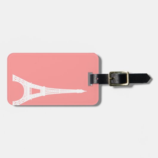 エッフェル塔のピンク ラゲッジタグ (正面横)