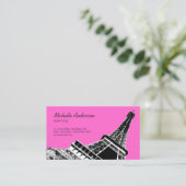 エッフェル塔のフランスのでシックで黒いピンク 名刺 (スタンド正面)