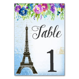エッフェル塔のフランスのなテーマのテーブルカード テーブルナンバー