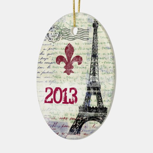 エッフェル塔のヴィンテージのフランス人のオーナメント セラミックオーナメント (左)