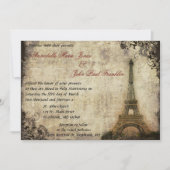 エッフェル塔のヴィンテージの結婚式招待状 招待状 (正面)