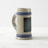 エッフェル塔のヴィンテージのStereoviewの青緑色の調子 ビールジョッキ (正面左)