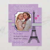 エッフェル塔の保存日付の写真カード招待状 セーブザデート (正面/裏面)