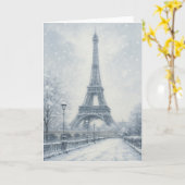 エッフェル塔の冬の景色　パリ カード (黄色い花)