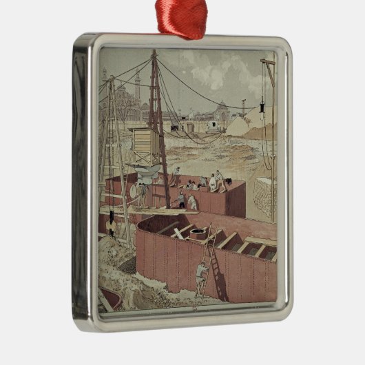 エッフェル塔の基盤を築くこと メタルオーナメント (右)