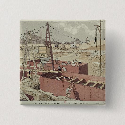 エッフェル塔の基盤を築くこと 缶バッジ (正面)