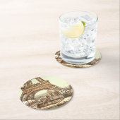 エッフェル塔の基盤、パリ、フランス ラウンドペーパーコースター (インサイチュ)