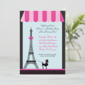エッフェル塔の女の子の誕生日の招待状 招待状 (スタンド正面)