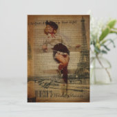 エッフェル塔の女性のカーボーイの国のブライダルシャワー 招待状 (スタンド正面)