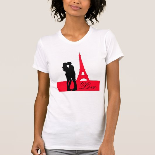 エッフェル塔の愛のシルエット Tシャツ (正面)