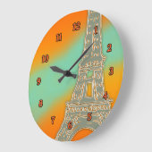 エッフェル塔の日没の柱時計 ラージ壁時計 (傾斜)